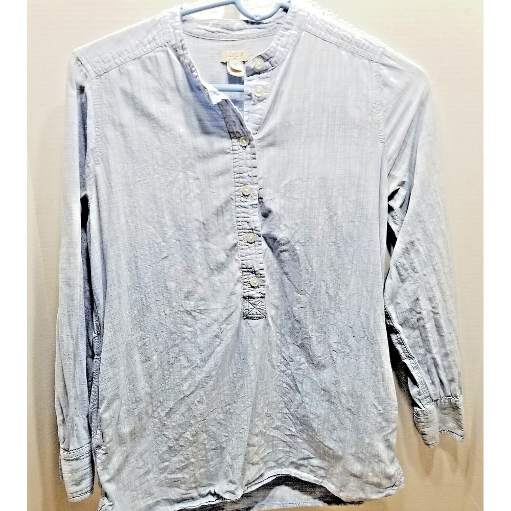J.CREW Chambray Shirt Blue Top Long Sleeve Blouse X Small